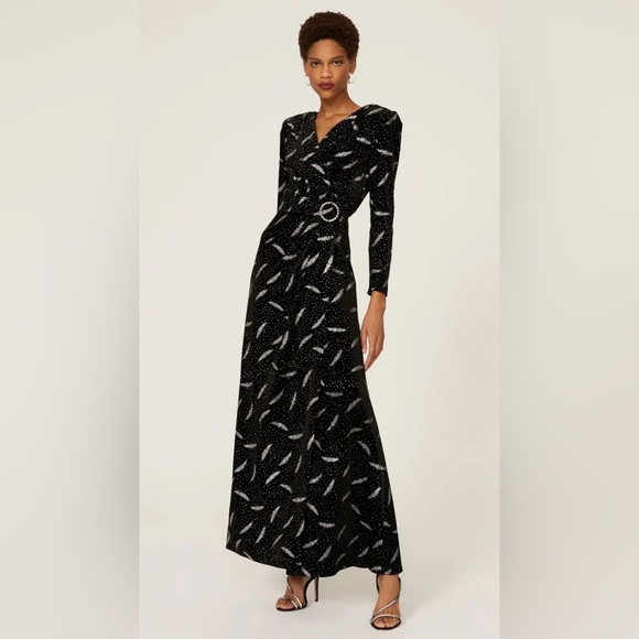 Carina Velvet Gown - Elegant Black and White Patterned Dress - Picture 1 of 14